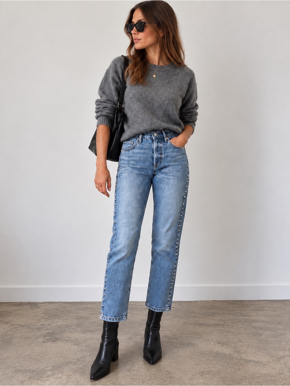 FRAME Le Piper Studded Straight Leg Jeans Size 25
